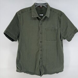 Topo Designs Dirt Shirt Mens XL Green Solid Short Sleeve Button Up Casual Pocket